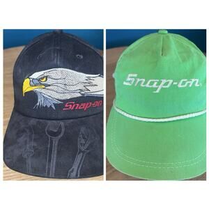 Vintage 2-Pack Snap On Tools Eagle Hat Cap USA Adjustable Golf Green Black